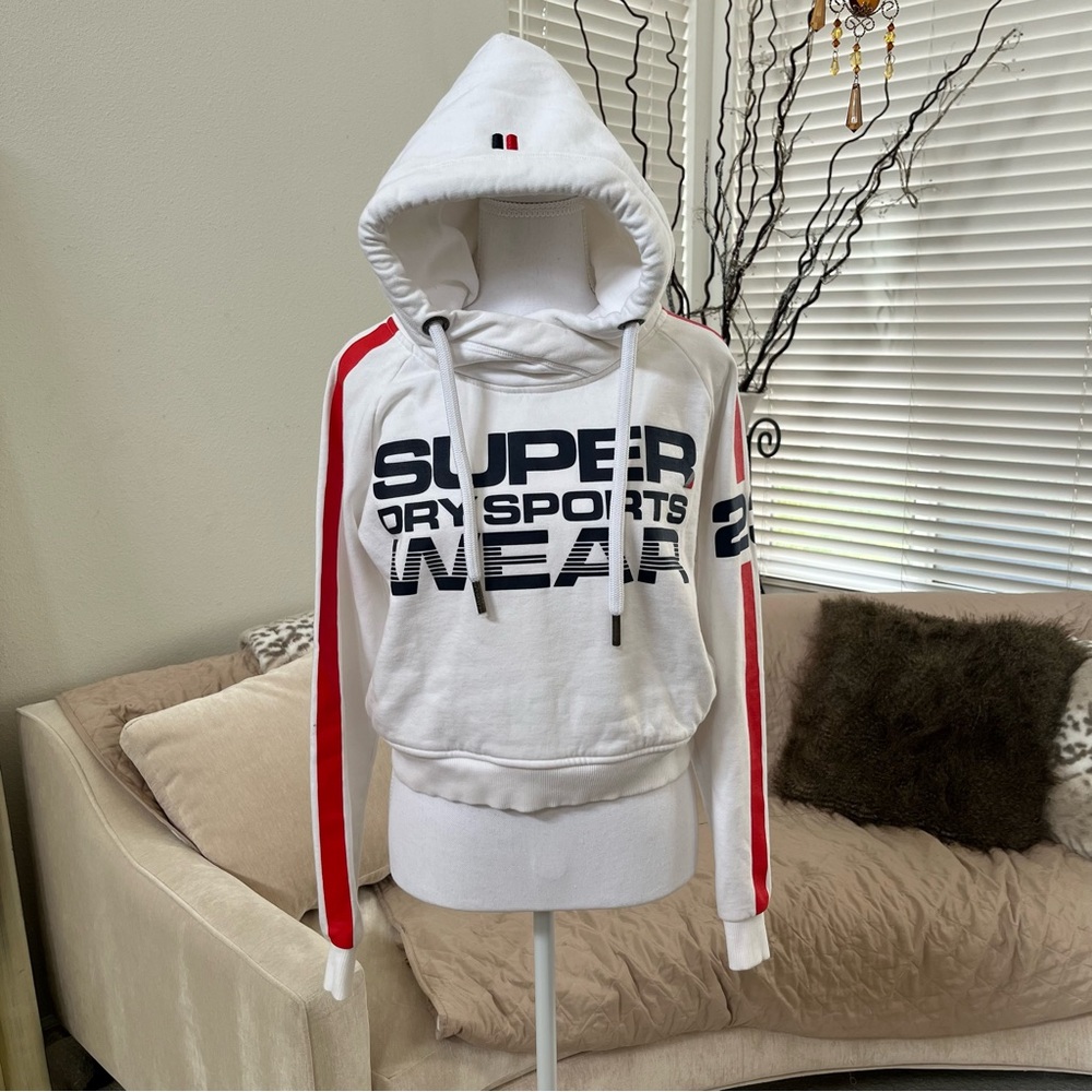 SuperDry Sportswear Crop White Hoodie